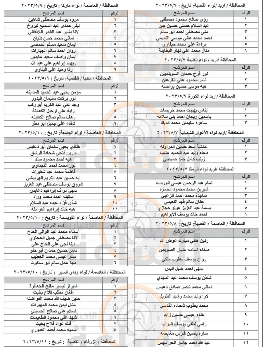 لمقابلات توظيفية بوزارة العدل (أسماء)