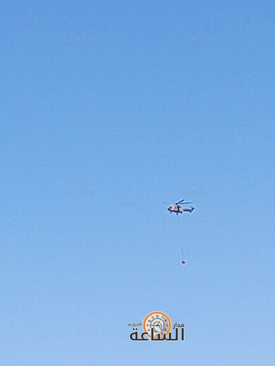 الجيش يشارك باطفاء الحرائق في منطقة