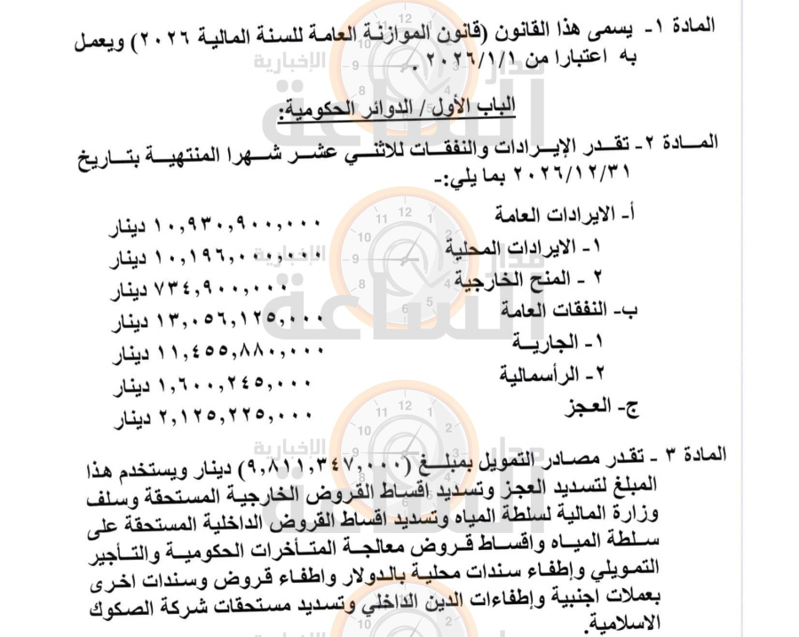 مدار الساعة تنشر مشروع قانون الموازنة