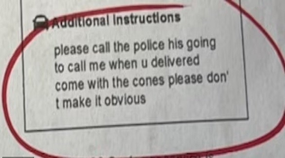 ملاحظة لتطبيق توصيل طعام تنقذ امرأة