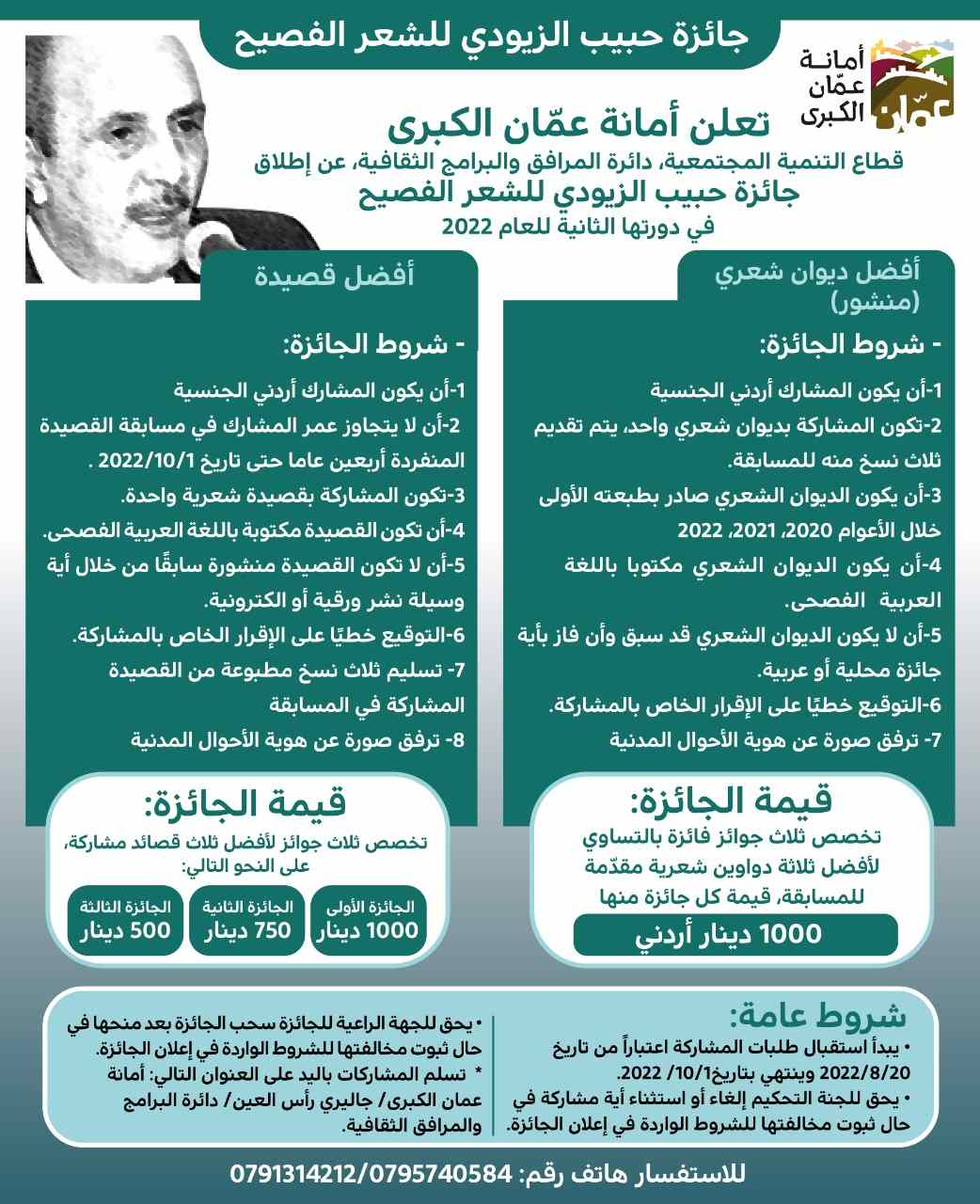 دائرة المرافق والبرامج الثقافية تطلق جائزة