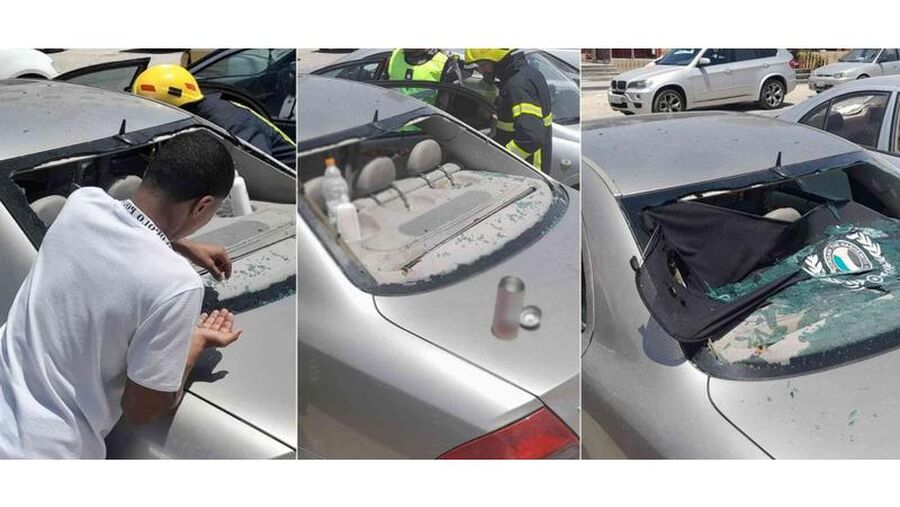 تحطم زجاج مركبة بانفجار علبة معطر