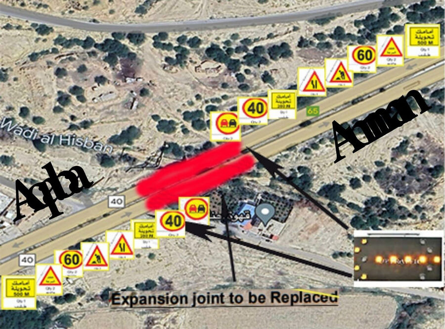 تحويلات مرورية على طريق البحر الميت