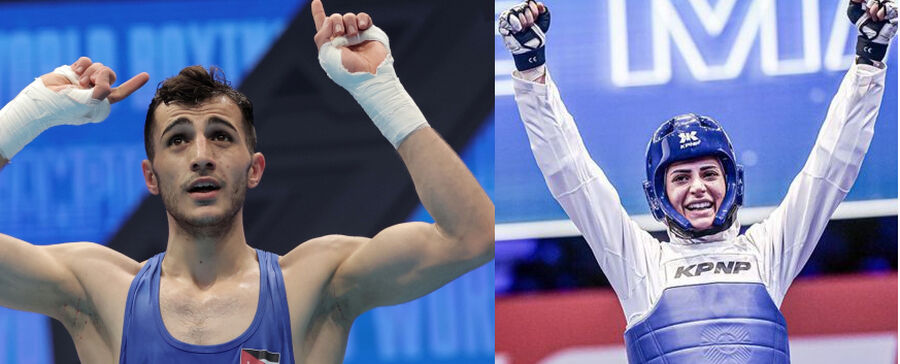 الصادق وأبوجاجة يحملان العلم الأردني في