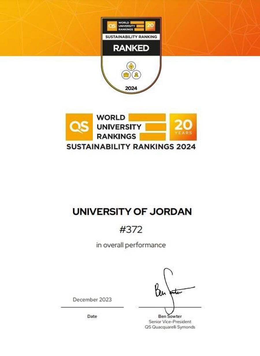الأردنية في المرتبة 372 عالميا والثامن
