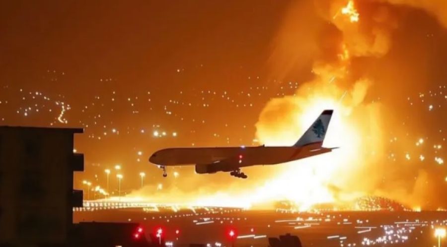 طائرة تلامس نار الصواريخ في السماء..