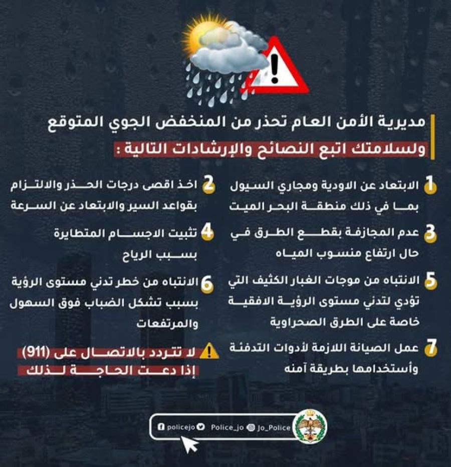 الأمن العام يحذر من خطر انزلاق