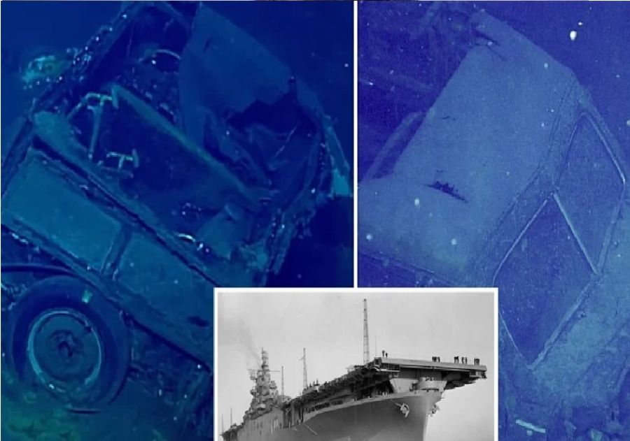 سيارة غامضة داخل حاملة طائرات غرقت