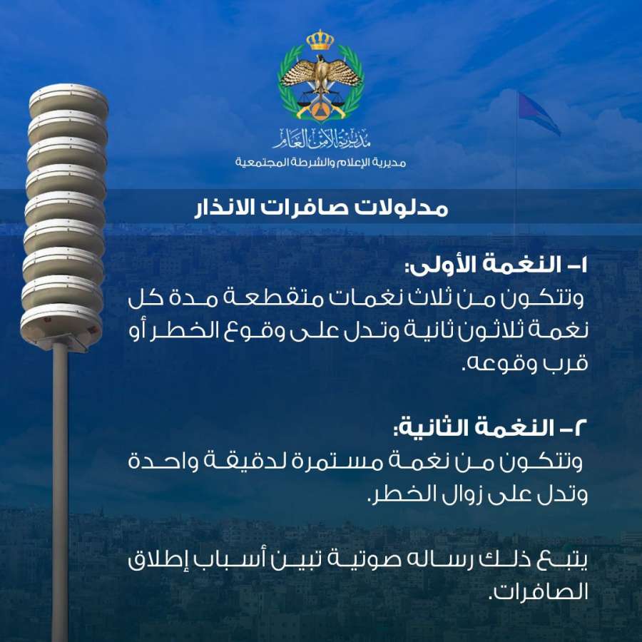 مدلولات صافرات الانذار.. النغمتان الأولى والثانية