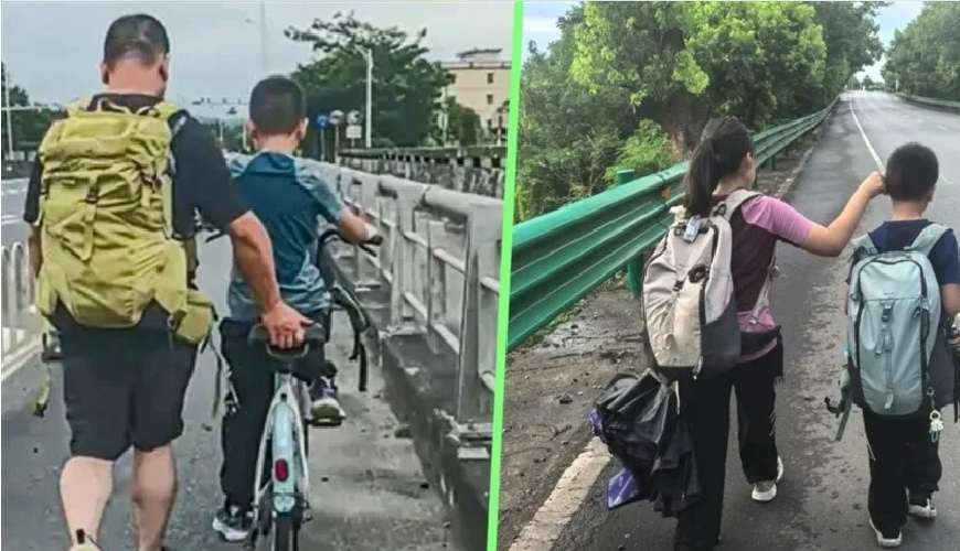 شهر كامل سيرا على الأقدام.. أب