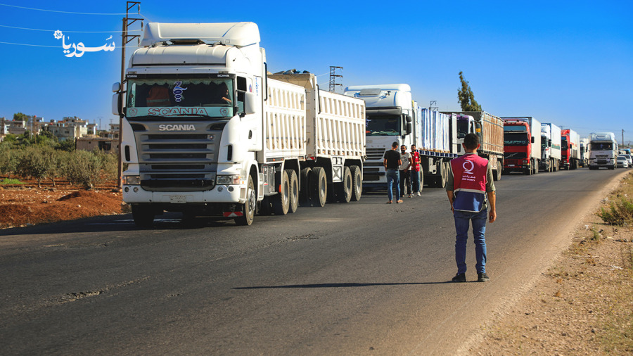 قافلة المساعدات الأردنية - القطرية تصل