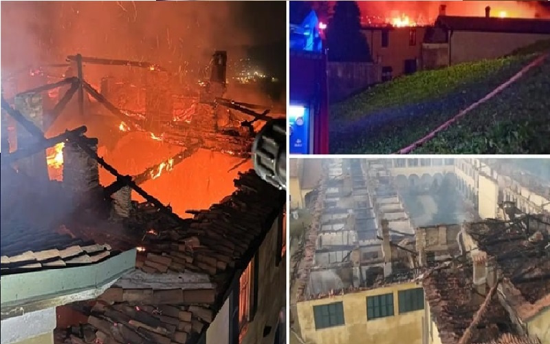 انهيار دير إيطالي عريق تحت ألسنة