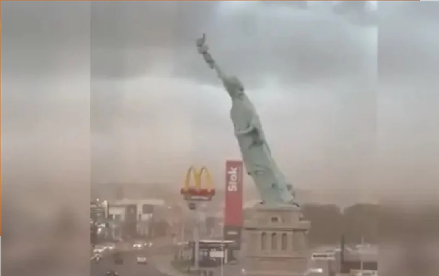 في البرازيل: الرياح تقتلع تمثال الحرية