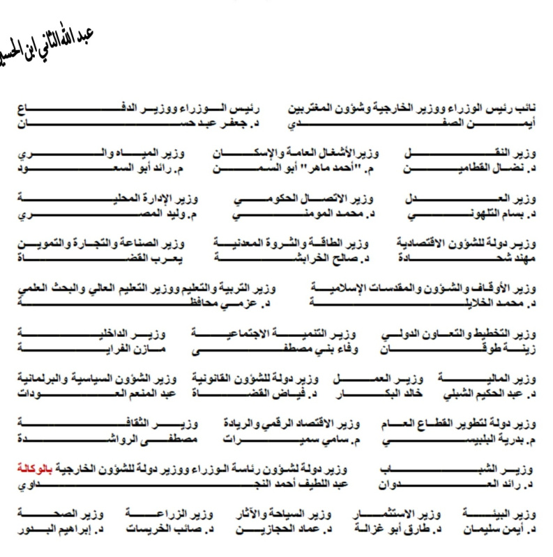 الملك عبد الله الثاني يأمر بوضع