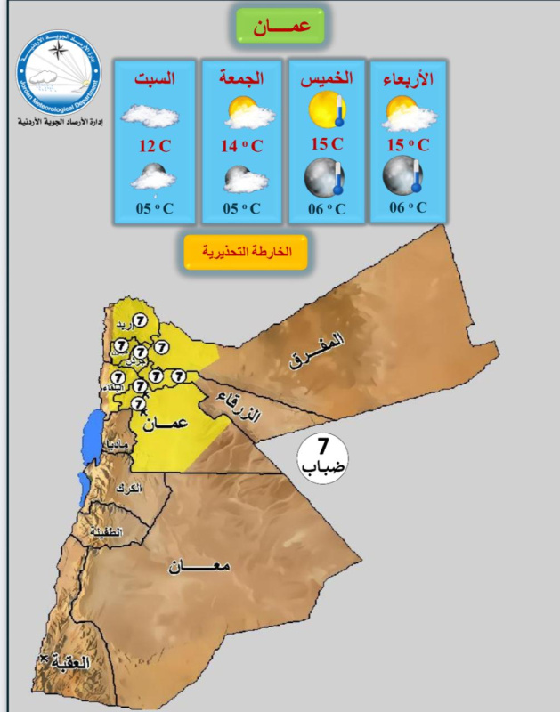 الأردن: أجواء باردة نسبيا حتى الخميس