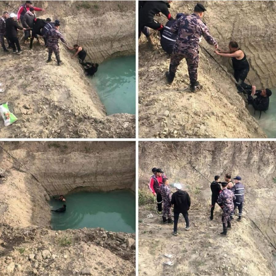 الدفاع المدني ينقذ شاب سقط في