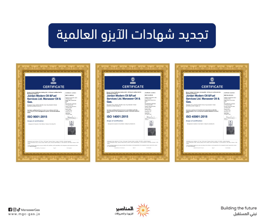 تجديد شهادات الآيزو العالمية لإدارة الجودة