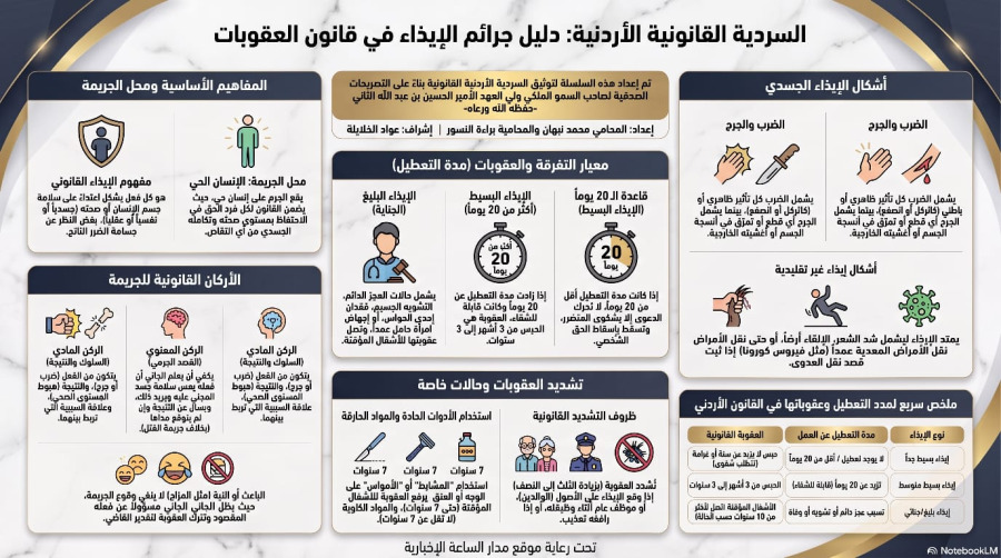 السلسلة القانونية (246): جرائم الإيذاء وأحكامها