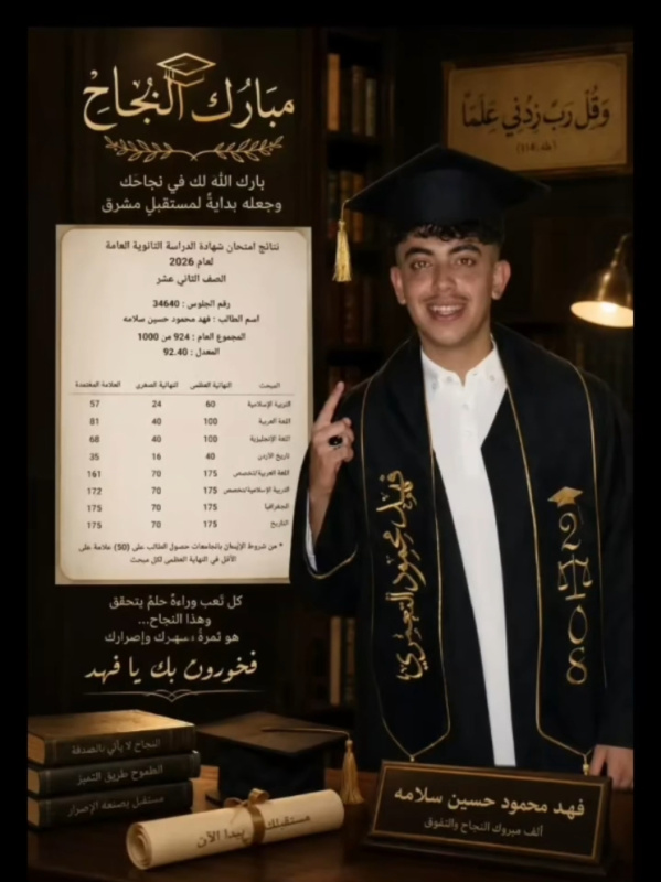 فهد سلامة.. مبارك الـ 92.4%