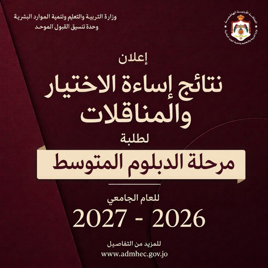 إعلان نتائج طلبات اساءة الاختيار والمناقلات