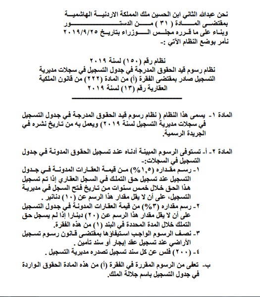 صدور نظام رسوم قيد الحقوق المدرجة