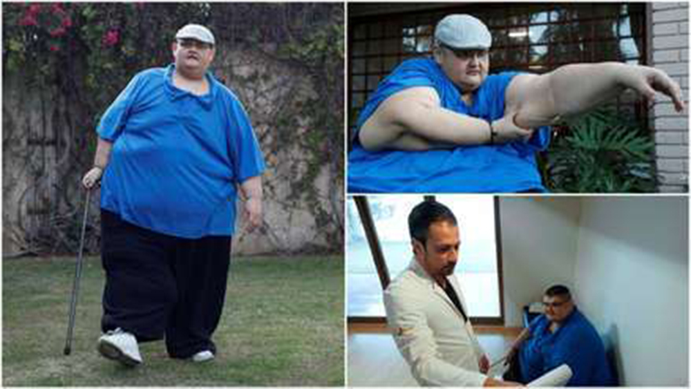 شاهد.. أسمن رجل في العالم يقف