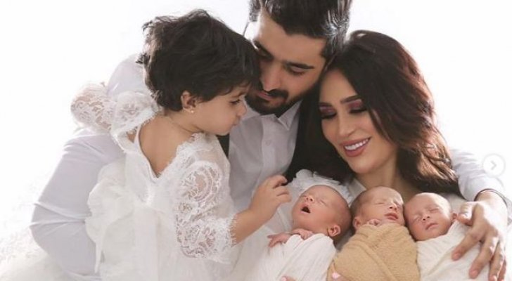 الموديل الأردني أمين وزوجته خلود يحتفلان