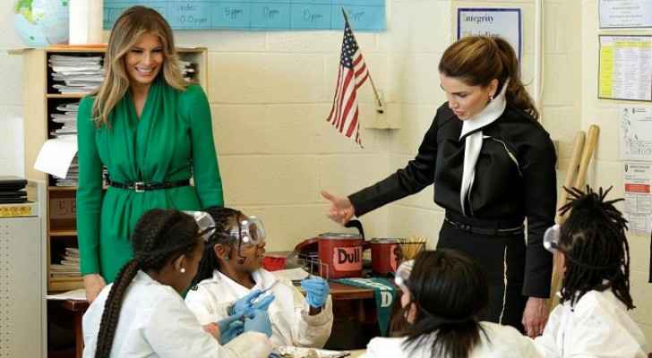 شاهد بالفيديو.. الملكة رانيا وميلانيا ترامب