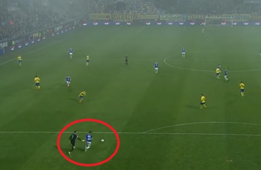 بولندي يخدع حارسا ويخطف منه الكرة