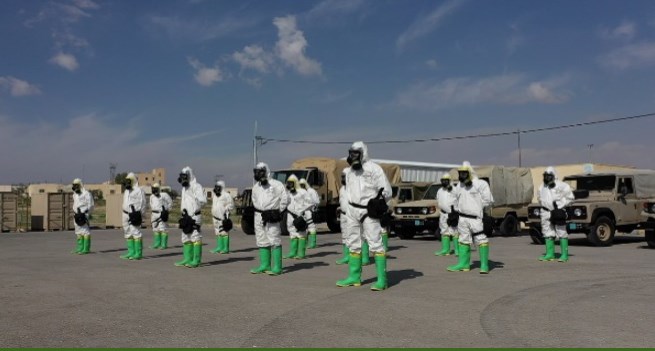 سلاح الهندسة يعقم صالة قصر النخيل