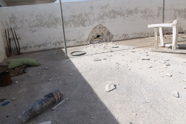 سقوط قذيفة سورية بجانب مبنى حدود