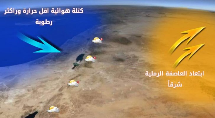 انخفاض كبير على الحرارة وفرصة لزخات