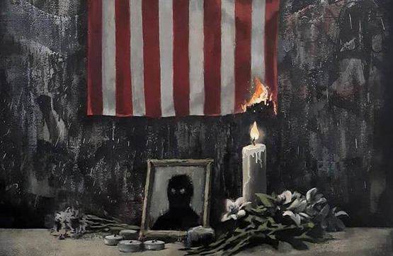 بانكسي ينعي فلويد بعلم أميركا يحترق