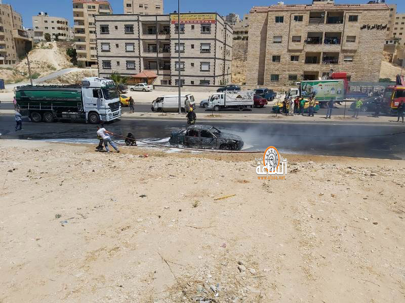 احتراق مركبة بالكامل في أم نوارة