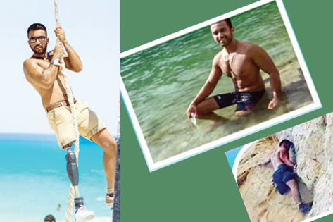 بساق واحدة.. شاب مصري يسبح بين