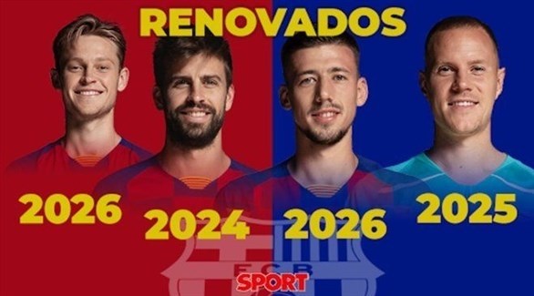 برشلونة يعلن تمديد عقود 4 لاعبين