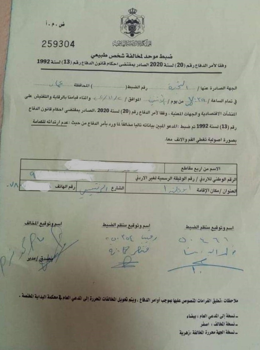 الامن العام: 1166 مخالفة فردية واغلاق