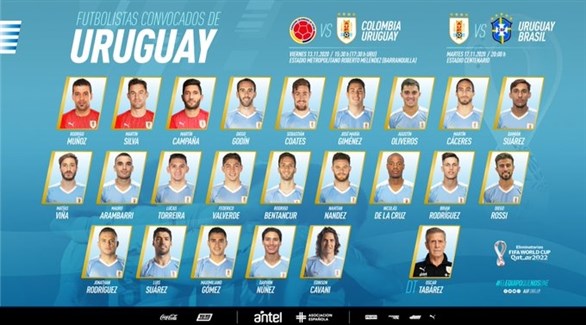 عودة كافاني وخيمينيز إلى قائمة أوروغواي