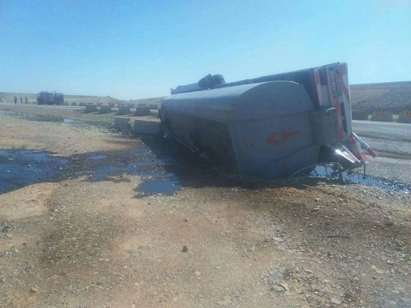 تدهور صهريج ’فيول‘ قرب مثلث الجفر