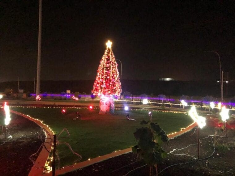 اضاءة شجرة عيد الميلاد في الزرقاء