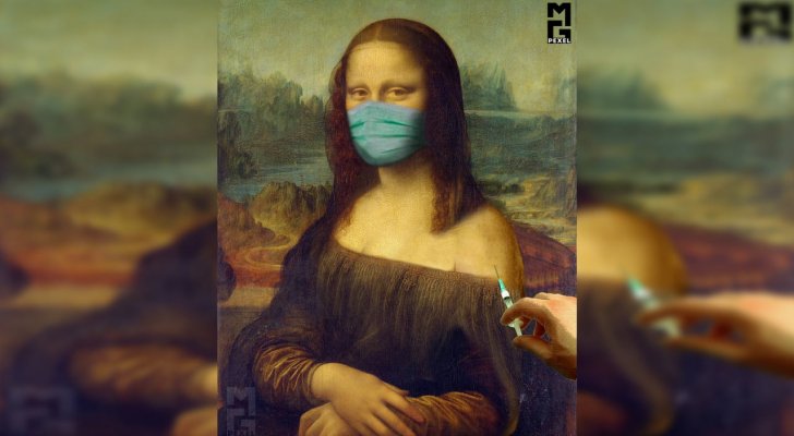 الموناليزا تتلقى لقاح كورونا بمشروع فني