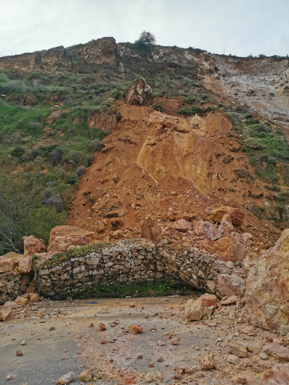 انهيار أتربة يغلق طريقي الكورة والعالوك