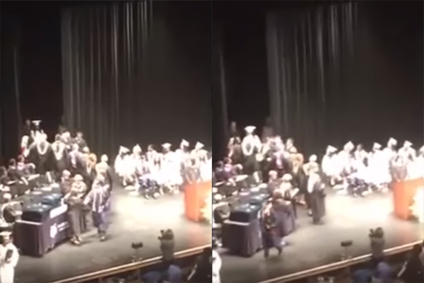 بالفيديو: في حفل تخرجه.. طالب يحاول