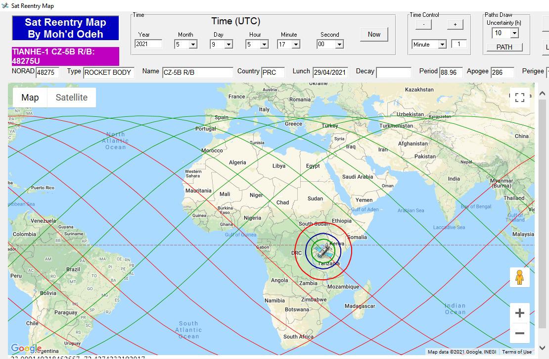 توقعات بسقوط الصاروخ الصيني التائه وسط