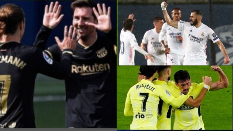 سيناريوهات تتويج أتلتيكو والريال وبرشلونة بلقب