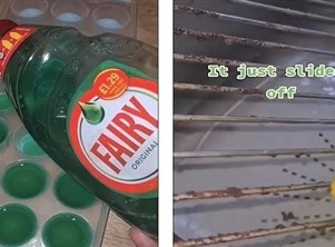 حيلة مبتكرة لتنظيف المطبخ بمكعبات سائل