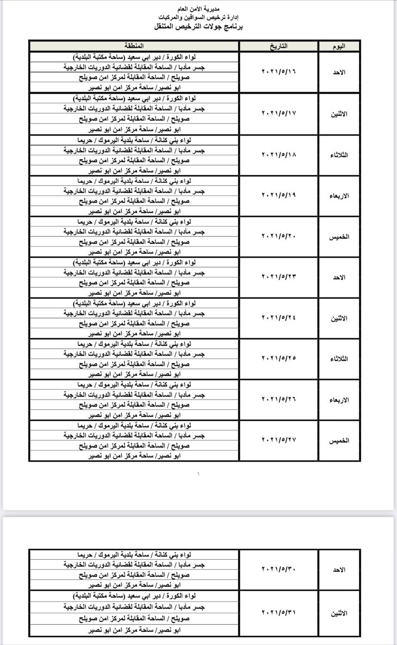 ترخيص السواقين والمركبات تعلن تمديد العمل