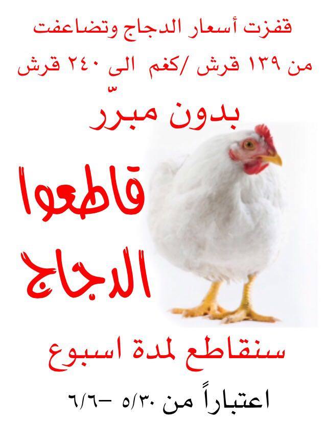 بعد رفع أسعاره.. حملة لمقاطعة الدجاج