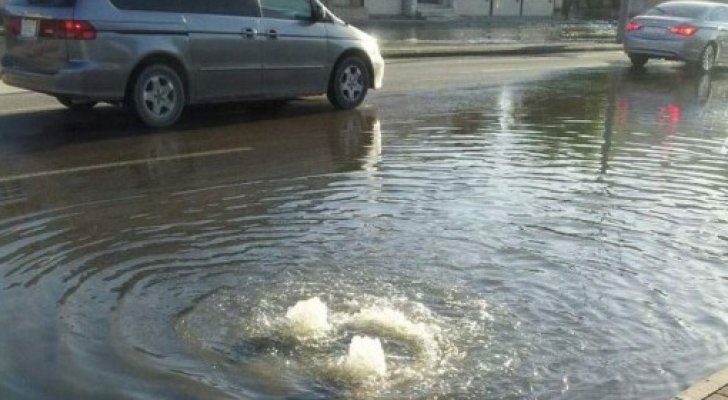 انفجار خط صرف صحي في إربد