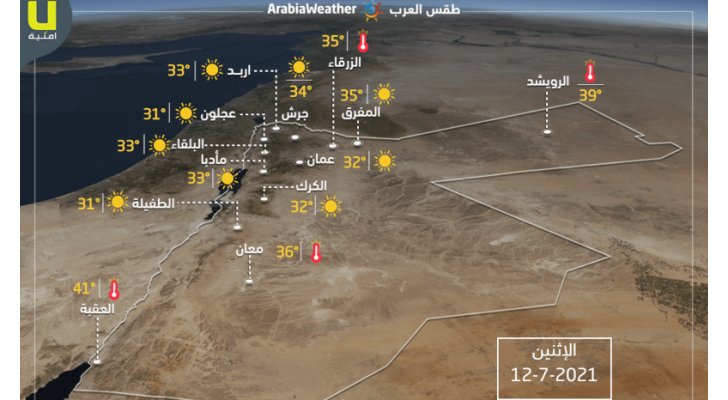 طقس حار نسبيا عموما ودرجات حرارة